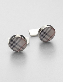 An essential piece in any man's wardrobe, defined by the iconic check pattern. About ½ diam. Brass/enamel Imported An essential piece in any man's wardrobe, defined by the iconic check pattern. About ½ diam. Brass/enamel Imported