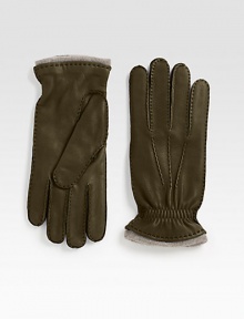 EXCLUSIVELY OURS. The perfect gift, crafted of supple deerskin with cashmere lining for maximum warmth.Cashmere liningDry clean by leather specialistMade in Italy EXCLUSIVELY OURS. The perfect gift, crafted of supple deerskin with cashmere lining for maximum warmth.Cashmere liningDry clean by leather specialistMade in Italy