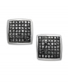 Sparkling & shapely -- a total standout. These square-shaped stud earrings shine with the addition of pave-set, round-cut black diamonds (1/3 ct. t.w.) against a 14k white gold setting. Approximate diameter: 9 mm.