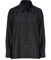 Add of-the-moment chic to your workweek staples with this modernized dot printed blouse from Marc by Marc Jacobs - Spread collar, long sleeves, front button placket, relaxed fit, asymmetric high-low hem, all-over dot print - Wear with skinny jeans, cropped trousers, or a sleek pencil skirt