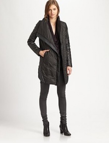 From the HELMUT capsule collection. A cold weather essential with quilted details and an asymmetrical hem. Oversized, stand collarLong sleevesZip frontFront slash pocketsQuilted backAsymmetrical hemAbout 36 from shoulder to hemPolyamideDry cleanImported of Italian fabricModel shown is 5'10 (177cm) wearing US size Small. From the HELMUT capsule collection. A cold weather essential with quilted details and an asymmetrical hem. Oversized, stand collarLong sleevesZip frontFront slash pocketsQuilted backAsymmetrical hemAbout 36 from shoulder to hemPolyamideDry cleanImported of Italian fabricModel shown is 5'10 (177cm) wearing US size Small.