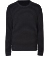 Finish your look on a timeless-modern note with Rag & Bones cool charcoal striped pullover - Crew neckline, long sleeves, charcoal ribbed trim - Contemporary slim fit - Wear with tees and jeans, or over button-downs and slim cut trousers