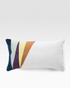 Add a stylish touch of color to any room with this welcoming pillow defined by colorblock detail along the left side.12 X 20CottonMachine washImported