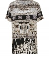 Work a fantastically luxe edge into your fashion-forward favorites with Mary Katrantzous graphic print jewel print top, perfect for dressing up jet black separates - Rounded neckline, short sleeves, relaxed fit - Tuck into pencil skirts or harem pants for work, or go all out and mash-up graphic patterning with eye-catching printed skirts