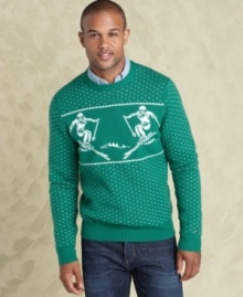 Whether you're hitting the slopes or hitting up a fireplace side seat in the ski lounge, this stylish Tommy Hilfiger sweater will be a huge hit. Whether you're hitting the slopes or hitting up a fireplace side seat in the ski lounge, this stylish Tommy Hilfiger sweater will be a huge hit.