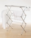 Hang around-this innovative rack is your laundry room solution. The expandable design dries out whatever garments-hanging and flat-come its way and then folds up quick for easy, compact storage.