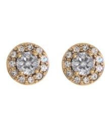Get ultra-glamorous with simple studs. Betsey Johnson earrings feature sparkling, round-cut crystals in antique gold tone mixed metal. Get ultra-glamorous with simple studs. Betsey Johnson earrings feature sparkling, round-cut crystals in antique gold tone mixed metal.