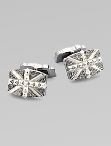From the Alchemy in the UK Collection. A bold Union Jack, textured, studded and detailed with black rhodium-plated accents.Sterling silverRhodium-plated accentsAbout ¾L X ½WT backImported From the Alchemy in the UK Collection. A bold Union Jack, textured, studded and detailed with black rhodium-plated accents.Sterling silverRhodium-plated accentsAbout ¾L X ½WT backImported
