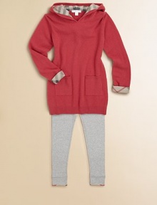 Crafted in luxurious cashmere, with attached hood, front patch pockets and check lining in a tunic silhouette.Attached hoodLong sleeves with check-lined cuffsPullover stylePatch pocketsCashmereDry cleanImported Crafted in luxurious cashmere, with attached hood, front patch pockets and check lining in a tunic silhouette.Attached hoodLong sleeves with check-lined cuffsPullover stylePatch pocketsCashmereDry cleanImported