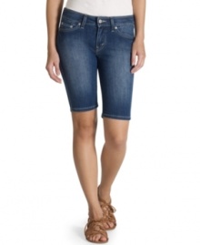 Warm weather-ify your closet of trusty blues with a pair of slim fit bermuda shorts from Levi's!