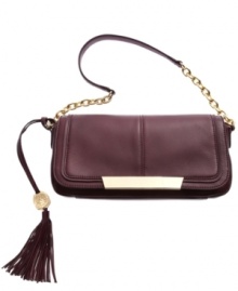 Add a little elegance to your everyday accessorizing with this posh purse from Vince Camuto. Luxe leather is outfitted with lady-like chain-link stations at the straps and shiny golden hardware that's at once eye-catching and understated. Inside offers plenty of room for essentials, like wallet, phone, keys and makeup. Add a little elegance to your everyday accessorizing with this posh purse from Vince Camuto. Luxe leather is outfitted with lady-like chain-link stations at the straps and shiny golden hardware that's at once eye-catching and understated. Inside offers plenty of room for essentials, like wallet, phone, keys and makeup.