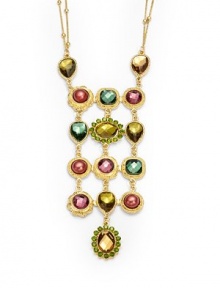 THE LOOKCascading silhouetteCrystal and bead accentsGoldtone settingLobster claspTHE MEASUREMENTPendant width, about 2Pendant length, about 4Length, about 20ORIGINImported