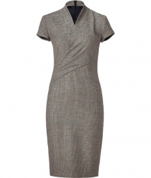 The ultimate work dress tailored to perfection: Ralph Lauren Collections glen plaid wool sheath is an exquisitely sophisticated finish to smart business looks - V-neckline with high back collar, cap sleeves, pleated waist drape at one side, hidden back zip - Tailored fit - Team with flawless pumps and a streamlined carryall tote The ultimate work dress tailored to perfection: Ralph Lauren Collections glen plaid wool sheath is an exquisitely sophisticated finish to smart business looks - V-neckline with high back collar, cap sleeves, pleated waist drape at one side, hidden back zip - Tailored fit - Team with flawless pumps and a streamlined carryall tote