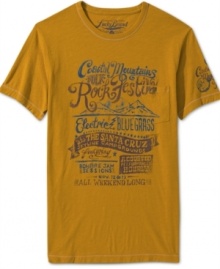 You can almost hear those folksy guitars playing as you slip into this cozy vintage-style concert tee by Lucky Jeans.