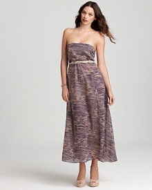 Take Zimmerman's printed maxi dress poolside to work a '70's style. In a subtle, sheer print, this dress loves wooden platforms and gold jewelry for a look that's pure vintage. Take Zimmerman's printed maxi dress poolside to work a '70's style. In a subtle, sheer print, this dress loves wooden platforms and gold jewelry for a look that's pure vintage.