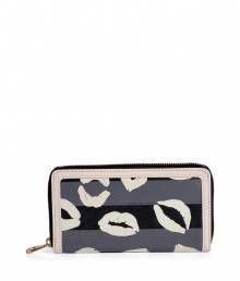 Carry your cash and cards in style with this kiss-covered wallet from Marc by Marc Jacobs - Classic rectangle shape, top zip closure, multiple compartments for cash, cards, and coins, allover kiss print, front embossed logo detail, leather trim - Perfect for daily use or as a thoughtful gift Carry your cash and cards in style with this kiss-covered wallet from Marc by Marc Jacobs - Classic rectangle shape, top zip closure, multiple compartments for cash, cards, and coins, allover kiss print, front embossed logo detail, leather trim - Perfect for daily use or as a thoughtful gift