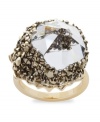 Inspired by the earth -- Swarovski's gold tone mixed metal cocktail ring will remind you of natural minerals. Embellished in small Crystal Metallic Light Gold crystals, the exclusively cut transparent centerpiece reflects the light magnificently. Size 7.