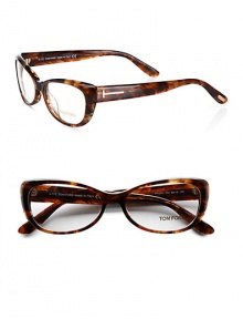 Be chic in these modern acetate frames. Available in havana with clear lens. Logo templesMade in Italy Please note: Non-prescriptive lens. Be chic in these modern acetate frames. Available in havana with clear lens. Logo templesMade in Italy Please note: Non-prescriptive lens.