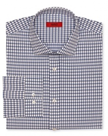 Premier cotton and a definitively cool shaded check pattern set this dress shirt apart from the standard issue office wear. Premier cotton and a definitively cool shaded check pattern set this dress shirt apart from the standard issue office wear.