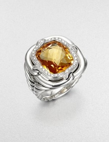 From the Labyrinth Collection. Beautiful, faceted citrine surrounded by dazzling diamonds set in sleek sterling silver on an iconic cable shank CitrineDiamonds, .20 tcwSterling silverImported 