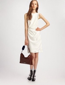 A study in modern minimalism, this elegant shift wraps around the body in a draped silhouette.Jewel neckline Sleeveless Gathered bodice High waist Wrap-front skirt Silk lining About 23 from natural waist Tencel; dry clean Imported A study in modern minimalism, this elegant shift wraps around the body in a draped silhouette.Jewel neckline Sleeveless Gathered bodice High waist Wrap-front skirt Silk lining About 23 from natural waist Tencel; dry clean Imported