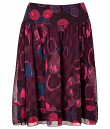 An elegant A-line silhouette and a wine-hued print informs this easy-to-style silk skirt from Anna Sui - Wide waistband, full pleated skirt, all-over print, concealed back zip closure - Wear with a cashmere pullover or fitted blouse and embellished ballet flats An elegant A-line silhouette and a wine-hued print informs this easy-to-style silk skirt from Anna Sui - Wide waistband, full pleated skirt, all-over print, concealed back zip closure - Wear with a cashmere pullover or fitted blouse and embellished ballet flats