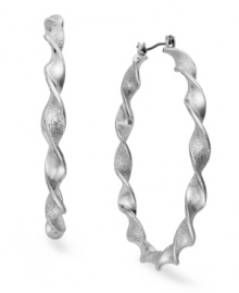 Say hello to these modern hoops from Alfani. With a wavy silhouette, they add pop to your already chic look. Crafted in imitation rhodium tone mixed metal. Approximate diameter: 2-5/8 inches.