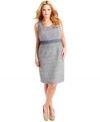 Land the look of separates all in one style with Calvin Klein's sleeveless plus size dress, showcasing a mixed media design-- it's perfect for work!