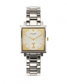 Get in a kate spade new york state of mind with this square-faced watch. Crafted of stainless steel and accented by classic link bracelet, it's always fashionably on time.