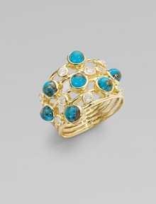 From the Rock Candy Collection. Wispy bands of 18k gold are richly flecked with vibrant bronze turquoise and sparkling diamonds.Diamonds, 0.46 tcw Bronze turquoise 18k gold Length, about 1 Imported