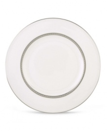 Metropolitan sensibility and modern design combine in this understated white bone china from Lenox's collection of dinnerware and dishes. Platinum gild along the edge is enhanced by a clean, platinum geometric pattern reminiscent of architectural details. Accent plates feature the geometric pattern along the interior verge, with a thin platinum band along the outer rim. Qualifies for Rebate Metropolitan sensibility and modern design combine in this understated white bone china from Lenox's collection of dinnerware and dishes. Platinum gild along the edge is enhanced by a clean, platinum geometric pattern reminiscent of architectural details. Accent plates feature the geometric pattern along the interior verge, with a thin platinum band along the outer rim. Qualifies for Rebate