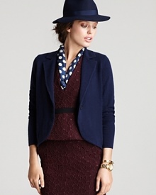 Luxe cashmere gives the classic C by Bloomingdale's blazer a chic new edge. Dress up denim with the tailored silhouette, or layer it over crisp shirts for 9-to-5 polish. Luxe cashmere gives the classic C by Bloomingdale's blazer a chic new edge. Dress up denim with the tailored silhouette, or layer it over crisp shirts for 9-to-5 polish.