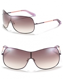 City streets or mountain slopes, these shield-style shades ensure you look chic. From MARC BY MARC JACOBS. City streets or mountain slopes, these shield-style shades ensure you look chic. From MARC BY MARC JACOBS.