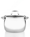 Providing plenty of room for substantial soups, stews and stocks, this beautiful bell-shaped pot, made of durable stainless steel, enhances heat and moisture circulation for perfect high-volume results. Limited lifetime warranty.