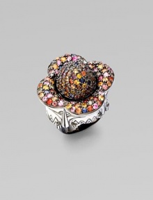 A pretty flora setting with beautifully colorful stones. Sterling silver Width, about 1½ Imported A pretty flora setting with beautifully colorful stones. Sterling silver Width, about 1½ Imported