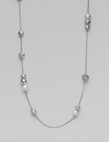 From the Elements Collection. Luminous South Sea pearls and carved sterling silver beads are stationed on an elegant strand of sterling silver. Gorgeous worn either super long or doubled up.South Sea pearl Sterling silver Length, about 48 Lobster Clasp Imported From the Elements Collection. Luminous South Sea pearls and carved sterling silver beads are stationed on an elegant strand of sterling silver. Gorgeous worn either super long or doubled up.South Sea pearl Sterling silver Length, about 48 Lobster Clasp Imported