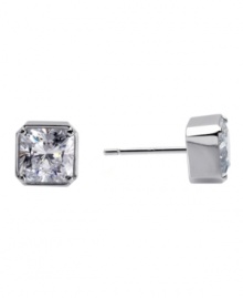 Sparkle that transitions effortlessly from day to night. CRISLU's stunning style features princess-cut bezel-set cubic zirconias (4 ct. t.w.) set in platinum over sterling silver. Approximate diameter: 8 mm. Sparkle that transitions effortlessly from day to night. CRISLU's stunning style features princess-cut bezel-set cubic zirconias (4 ct. t.w.) set in platinum over sterling silver. Approximate diameter: 8 mm.