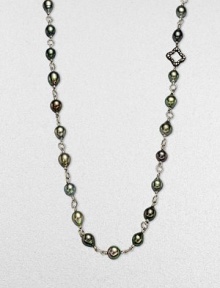From the Midnight Pearl Collection. Blackened sterling silver cable & quatrefoil links are the prefect accent to these spectacular Tahitian pearls. Tahitian pearlsDiamonds, .2 tcwBlackened sterling silverLength, about 40Lobster clasp closureImported From the Midnight Pearl Collection. Blackened sterling silver cable & quatrefoil links are the prefect accent to these spectacular Tahitian pearls. Tahitian pearlsDiamonds, .2 tcwBlackened sterling silverLength, about 40Lobster clasp closureImported