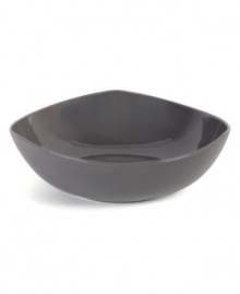 Inspired by an iconic Nambe design, this sculptural serving bowl features three gentle points in sleek, sturdy stoneware with a smoke-colored glaze. An essential part of the Tri-Corner dinnerware collection. Inspired by an iconic Nambe design, this sculptural serving bowl features three gentle points in sleek, sturdy stoneware with a smoke-colored glaze. An essential part of the Tri-Corner dinnerware collection.