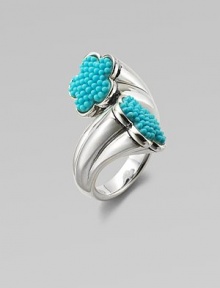A graduated sterling silver shank with turquoise accented, flower-shaped end caps. TurquoiseSterling silverWidth, about 1Imported A graduated sterling silver shank with turquoise accented, flower-shaped end caps. TurquoiseSterling silverWidth, about 1Imported