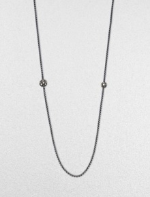From the Starlight Collection. A long, lovely box chain of blackened sterling silver, punctuated by two spheres set with twinkling diamonds.Diamonds, .97 tcwSterling silverLength, about 36Lobster claspImported From the Starlight Collection. A long, lovely box chain of blackened sterling silver, punctuated by two spheres set with twinkling diamonds.Diamonds, .97 tcwSterling silverLength, about 36Lobster claspImported