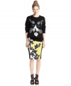 Graphic florals add a modern edge to this otherwise feminine Bar III pencil skirt -- combine it with a contrasting print!