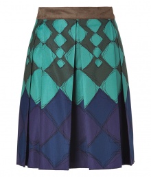 An elegant A-line silhouette and eye-catching tonal harlequin print informs this easy-to-style cotton-silk skirt from Anna Sui - Olive waistband, full pleated skirt, allover print, concealed back closure - Wear with a cashmere pullover or fitted blouse and embellished ballet flats An elegant A-line silhouette and eye-catching tonal harlequin print informs this easy-to-style cotton-silk skirt from Anna Sui - Olive waistband, full pleated skirt, allover print, concealed back closure - Wear with a cashmere pullover or fitted blouse and embellished ballet flats