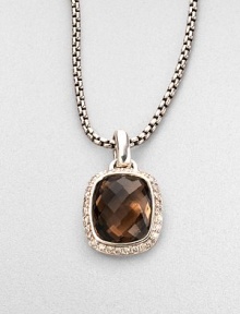 From the Noblesse Collection. An elegant faceted smokey quartz is edged in pavé diamonds and hangs on a sterling silver cable chain. Smokey quartz Diamonds, 0.3 tcw Sterling silver Chain length adjusts from about 16 to 17 Pendant width, about ½ Lobster clasp Made in USA From the Noblesse Collection. An elegant faceted smokey quartz is edged in pavé diamonds and hangs on a sterling silver cable chain. Smokey quartz Diamonds, 0.3 tcw Sterling silver Chain length adjusts from about 16 to 17 Pendant width, about ½ Lobster clasp Made in USA