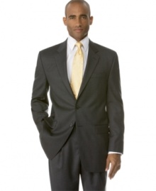 Timeless style in a timely package. Classic two-button wool blazer has a handsome drape and simple style that's well-suited for any occasion. Notch lapel. Chest welt pocket. Front flap pockets. Center-back vent. Timeless style in a timely package. Classic two-button wool blazer has a handsome drape and simple style that's well-suited for any occasion. Notch lapel. Chest welt pocket. Front flap pockets. Center-back vent.