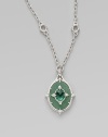 Richly textured sterling silver, punctuated by white sapphires, wraps around stones of mint green quartz and green aventurine.White sapphire, mint green quartz & green aventurine Sterling silver Pendant length, about 1 Chain length, about 17 Imported