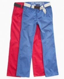 Add a unique twist to his style with the fresh colors on these chino pants from Epic Threads. (Clearance)