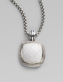 From the Albion Collection. Bright white agate is richly framed in pavé diamonds.Diamonds, 0.48 tcw White agate Sterling silver About ½ square Imported Please note: chain sold separately. From the Albion Collection. Bright white agate is richly framed in pavé diamonds.Diamonds, 0.48 tcw White agate Sterling silver About ½ square Imported Please note: chain sold separately.