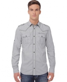 Go west, young man. Rugged details gives this shirt from Buffalo David Bitton standout style in your wardrobe.