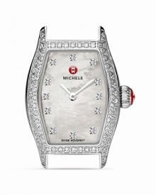 Michele's stainless steel watch brings the elegance, boasting a diamond-encrusted bezel and mother of pearl dial. Clock in -- this piece glides from day-to-night without missing a tick. Michele's stainless steel watch brings the elegance, boasting a diamond-encrusted bezel and mother of pearl dial. Clock in -- this piece glides from day-to-night without missing a tick.